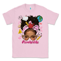Bubblegum Pink afro messy bun teacherlife Classic Tee - texasbilliewilder