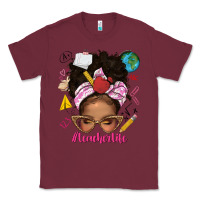 Burgundy afro messy bun teacherlife Classic Tee - texasbilliewilder