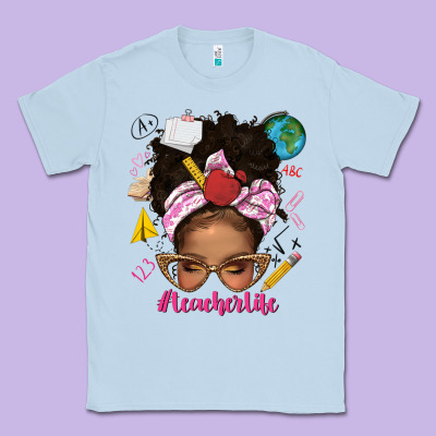 Afro Messy Bun Teacherlife Classic Tee Designed By Texasbilliewilder