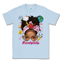 Dusty Blue afro messy bun teacherlife Classic Tee - texasbilliewilder