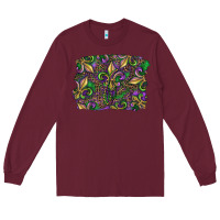 Burgundy Mardi Gras Fleur De Lis Long Sleeve Tee - RanaPortraitStore