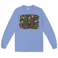 Colony Blue Mardi Gras Fleur De Lis Long Sleeve Tee - RanaPortraitStore