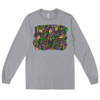 Heather Grey Mardi Gras Fleur De Lis Long Sleeve Tee - RanaPortraitStore