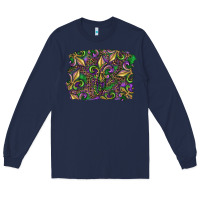 Navy Mardi Gras Fleur De Lis Long Sleeve Tee - RanaPortraitStore