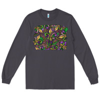 Smoke Mardi Gras Fleur De Lis Long Sleeve Tee - RanaPortraitStore