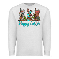 Oatmeal Heather happy easter leopard cowhide turquoise cactus bunny's Premium Sweatshirt - JahusDesignShop