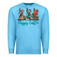 Ocean Blue happy easter leopard cowhide turquoise cactus bunny's Premium Sweatshirt - JahusDesignShop