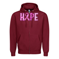 Burgundy breast cancer hope Zipper Hoodie - RanaPortraitStore