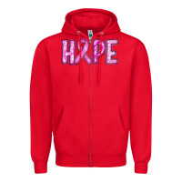 Red breast cancer hope Zipper Hoodie - RanaPortraitStore