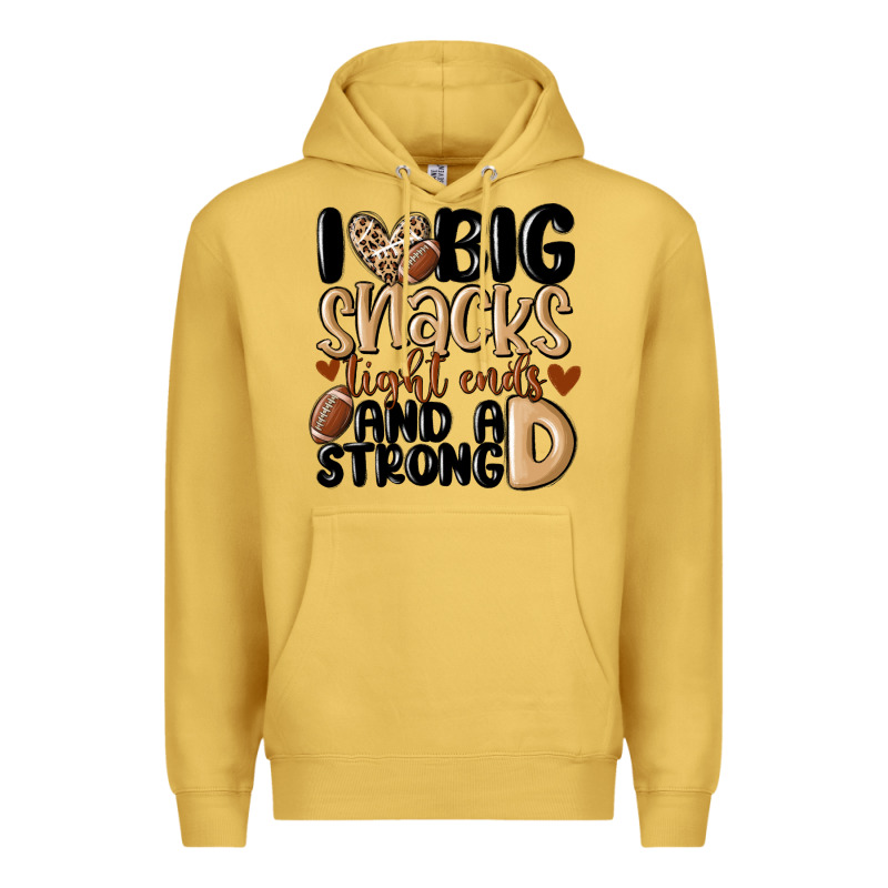 I Love Big Sacks Tight Ends And A Strong D Premium Hoodie by MaliasSmallBusiness | Teevron