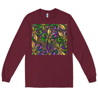 Burgundy mardi gras fleur de lis Long Sleeve Tee - RanaPortraitStore