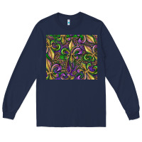 Navy mardi gras fleur de lis Long Sleeve Tee - RanaPortraitStore