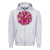 Heather Grey breast cancer sunflower Zipper Hoodie - RanaPortraitStore