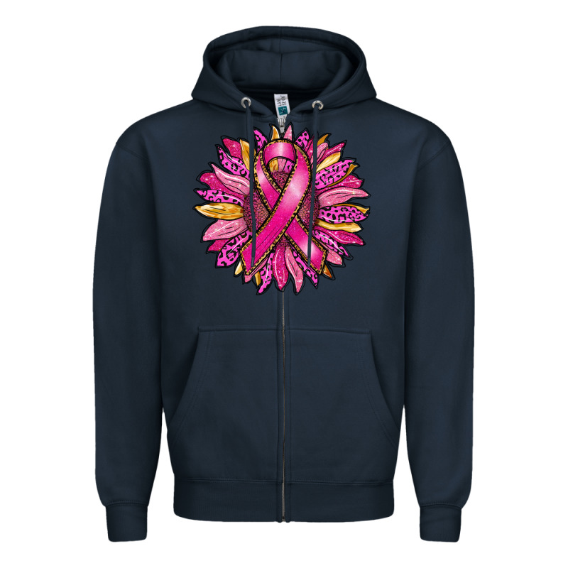 Breast Cancer Sunflower Zipper Hoodie by RanaPortraitStore | Teevron