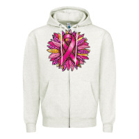 Oatmeal Heather breast cancer sunflower Zipper Hoodie - RanaPortraitStore