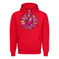 Red breast cancer sunflower Zipper Hoodie - RanaPortraitStore