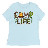 Baby Blue camp life Ladies Tee - BarkalooDesign