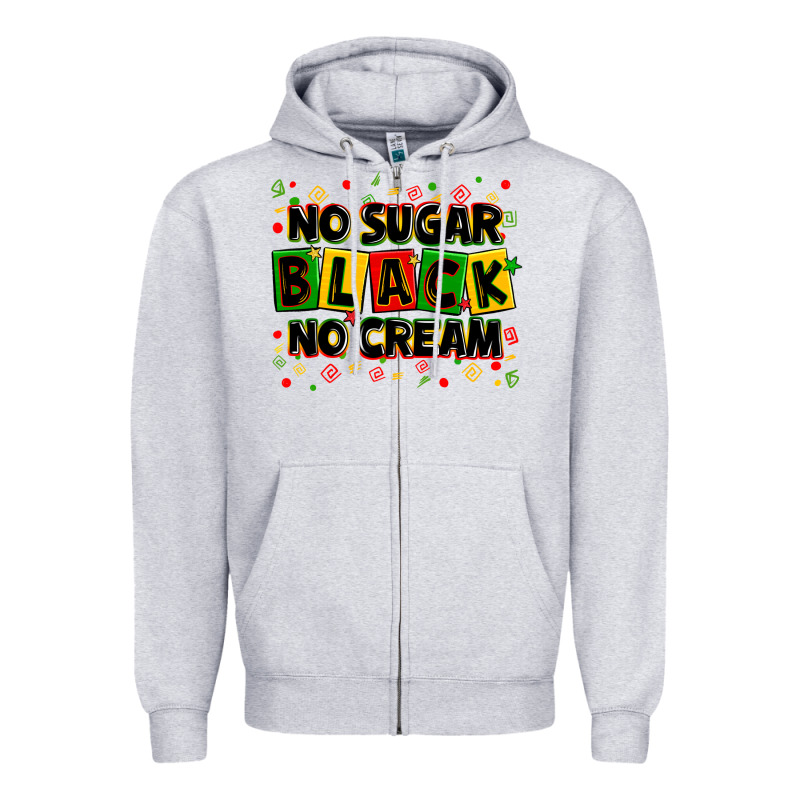 No Sugar No Cream Black Zipper Hoodie by Zillion Design Studio | Teevron