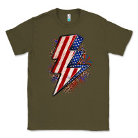 Army Green leopard american flag lightning bolt Classic Tee - Zillion Design Studio