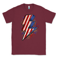 Burgundy leopard american flag lightning bolt Classic Tee - Zillion Design Studio