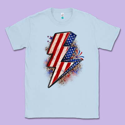 Leopard American Flag Lightning Bolt Classic Tee Designed By Zillion Design Studio