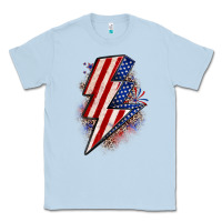 Dusty Blue leopard american flag lightning bolt Classic Tee - Zillion Design Studio