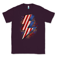 Plum leopard american flag lightning bolt Classic Tee - Zillion Design Studio