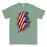 Sage leopard american flag lightning bolt Classic Tee - Zillion Design Studio
