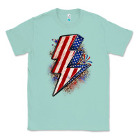 Seafoam leopard american flag lightning bolt Classic Tee - Zillion Design Studio
