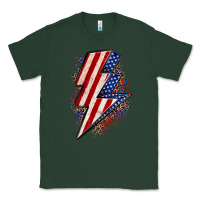 Sports Green leopard american flag lightning bolt Classic Tee - Zillion Design Studio