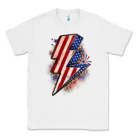 White leopard american flag lightning bolt Classic Tee - Zillion Design Studio