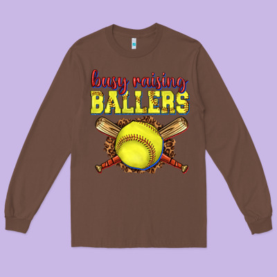 Long Sleeve Tee busy raising ballers softball