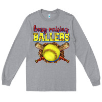 Heather Grey busy raising ballers softball Long Sleeve Tee - texasbilliewilder