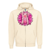 Sandshell pink sunflower pig Zipper Hoodie - RanaPortraitStore
