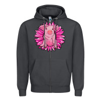 Smoke pink sunflower pig Zipper Hoodie - RanaPortraitStore