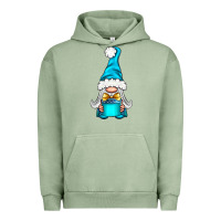 Pigment Oil Green winter gnome with gift Urban Hoodie - NancyCooperArtShop