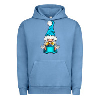 Pigment Pebble Blue winter gnome with gift Urban Hoodie - NancyCooperArtShop
