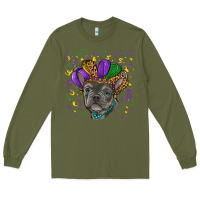 Army Green mardi gras french bulldog Long Sleeve Tee - RanaPortraitStore