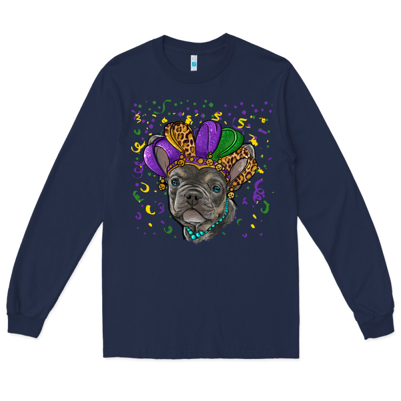 Mardi Gras French Bulldog Long Sleeve Tee by RanaPortraitStore | Teevron