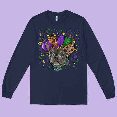 Long Sleeve Tee mardi gras french bulldog