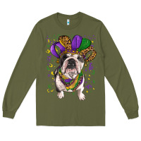 Army Green Mardi gras hat  english bulldog Long Sleeve Tee - RanaPortraitStore