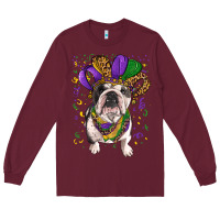 Burgundy Mardi gras hat  english bulldog Long Sleeve Tee - RanaPortraitStore