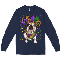 Navy Mardi gras hat  english bulldog Long Sleeve Tee - RanaPortraitStore