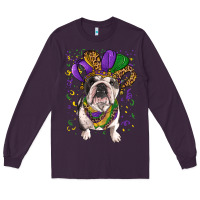 Plum Mardi gras hat  english bulldog Long Sleeve Tee - RanaPortraitStore