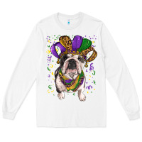 White Mardi gras hat  english bulldog Long Sleeve Tee - RanaPortraitStore