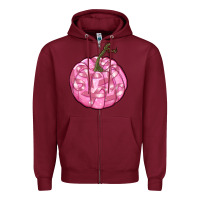 Burgundy pink pumpkin with breast cancer ribbons Zipper Hoodie - RanaPortraitStore