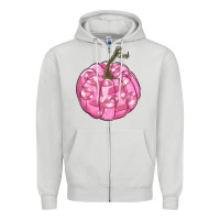 Dove Grey pink pumpkin with breast cancer ribbons Zipper Hoodie - RanaPortraitStore