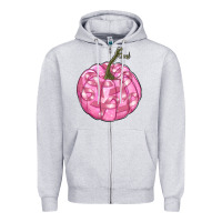 Heather Grey pink pumpkin with breast cancer ribbons Zipper Hoodie - RanaPortraitStore