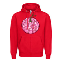 Red pink pumpkin with breast cancer ribbons Zipper Hoodie - RanaPortraitStore