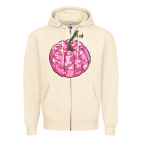 Sandshell pink pumpkin with breast cancer ribbons Zipper Hoodie - RanaPortraitStore